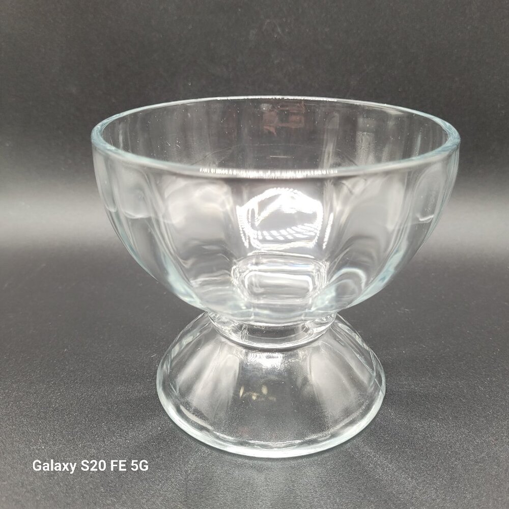 Vintage Libbey Ribbed Dessert Ice Cream Pedestal Bowl
